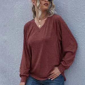 Burnt red dolman sleeve sweater